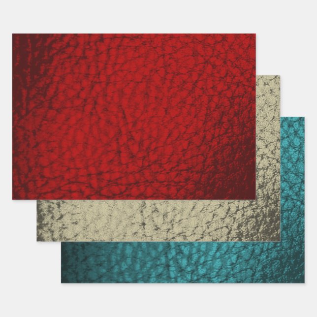 Faux Leather Mix design- Rich Tone set Wrapping Paper Sheet (Set)