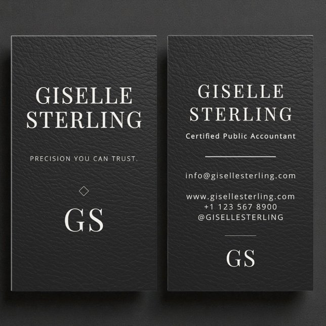 Faux Leather Modern Accountant Tax Preparer CPA Business Card (Creator Uploaded)