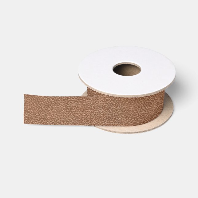 Faux Leather Natural Brown Satin Ribbon (Spool)
