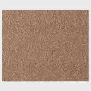 Faux Leather Natural Brown Wrapping Paper