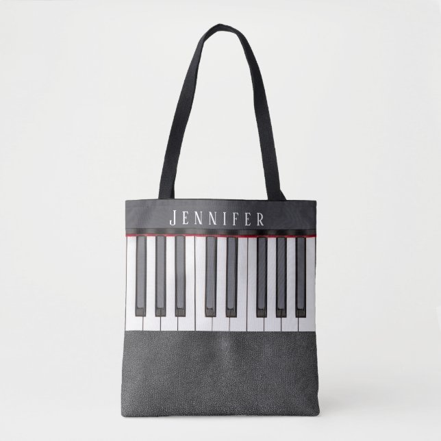 Faux Leather Piano Music Tote Bags (Front)
