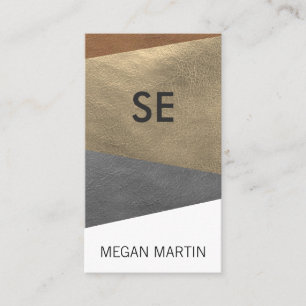 Faux Leather Print / monogram Business Card