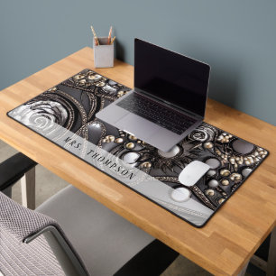 Faux Leather Rhinestone Name Desk Mat
