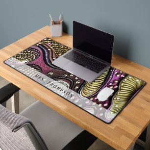 Faux Leather Rhinestone Name Desk Mat