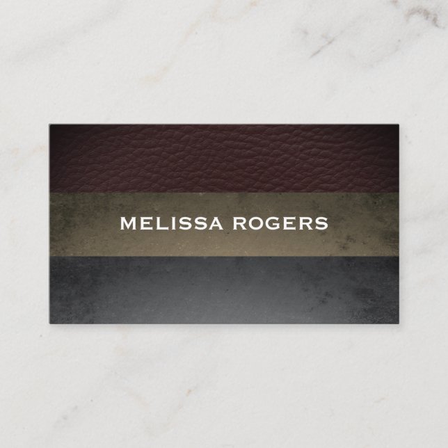 Faux Leather Slate Colour Blocks Business Card (Front)
