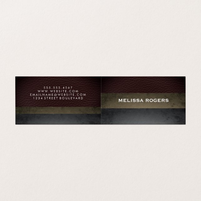 Faux Leather Slate Colour Blocks Business Card (Outside Unfolded)
