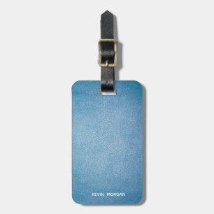 Faux Leather Texture personalised blue design Luggage Tag