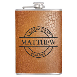 Faux Leather Vinyl Wrapped Hip Flask