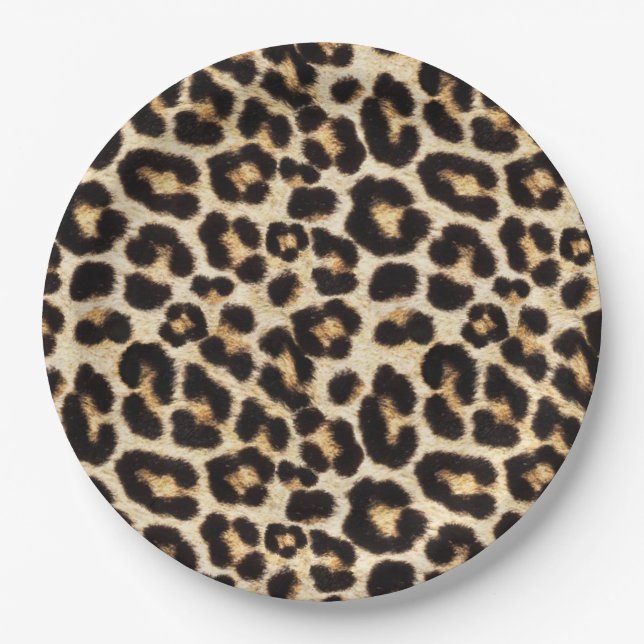 Faux Leopard Fur Party Paper Plate (Front)