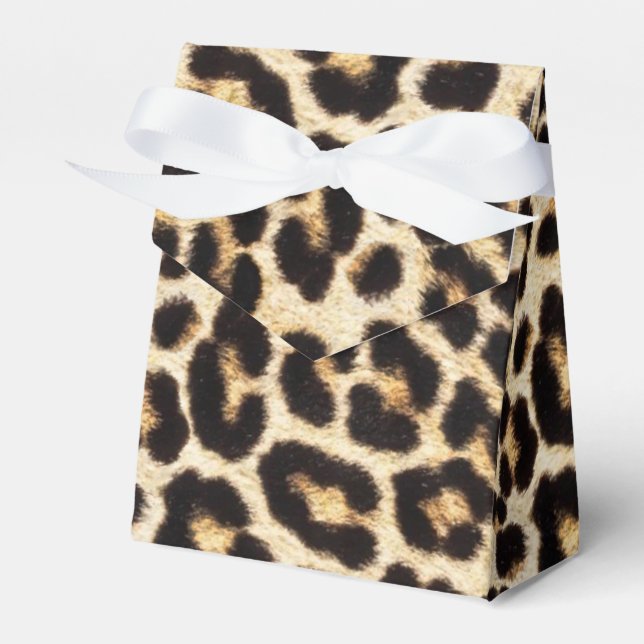 Faux Leopard Fur Pretty Favour Box (Front Side)
