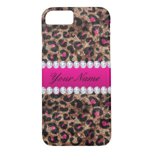 Faux Leopard Hot Pink Rose Gold Foil and Diamonds Case-Mate iPhone Case