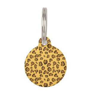 Faux Leopard Print Pattern With Pet's Own Info Pet Tag