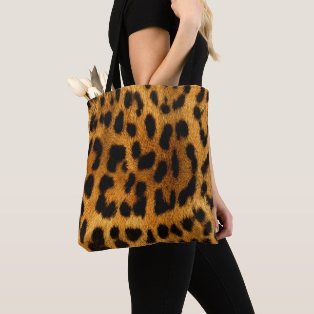 Faux Leopard Skin All Over Print Tote Bag (Close Up)