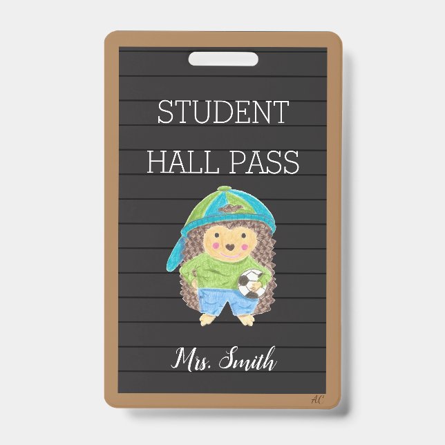 Faux Letter Board Boy Student Hall Pass Badge ID Badge (Front)