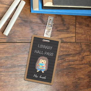 Faux Letter Board Hedgehog Library Hall Pass Badge ID Badge