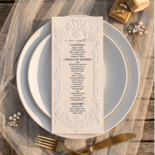 Faux Letterpress Effect Ivory Relief Menu