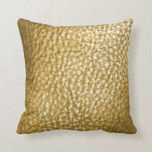 Faux Light Gold Metalic Leather Print-Solid Cushion