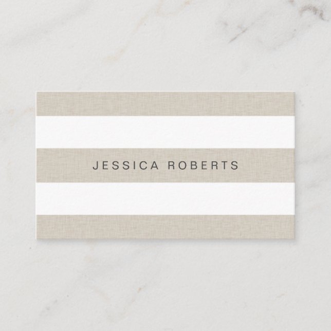 Faux Linen Elegant Stripes Pattern Professional Business Card (Front)