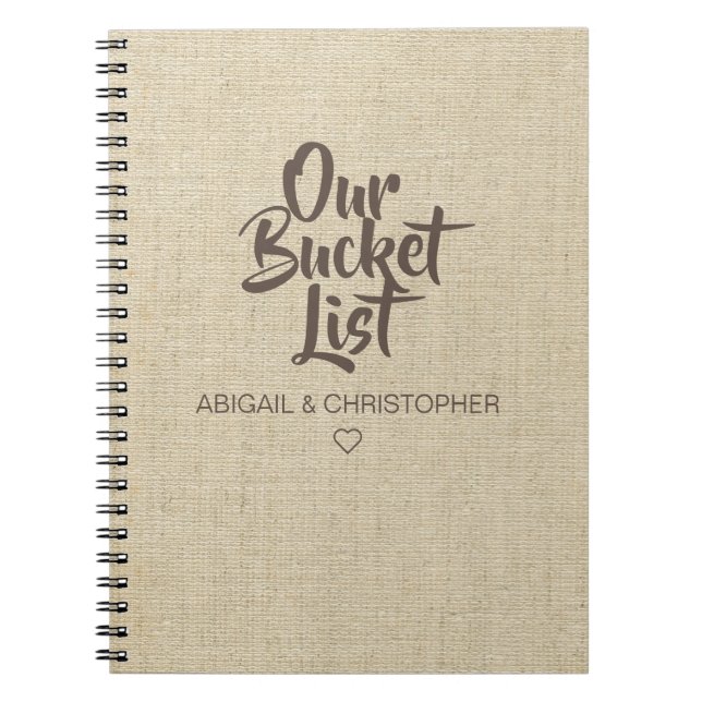 Faux Linen Our Bucket List Couple Keepsake Journal (Front)
