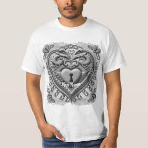 faux Lock Silver Heart   t-shirt