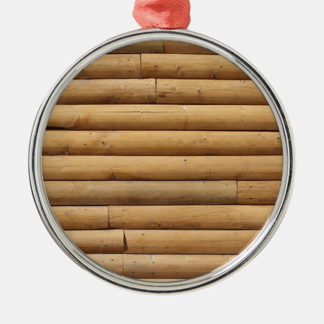 Faux Log Cabin Siding Background Metal Tree Decoration (Front)