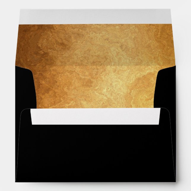 Faux Luxury Gold Black wedding Envelope (Back (Bottom))