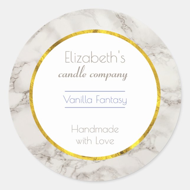 Faux Marble Alabaster Taupe Tan Modern Business Classic Round Sticker (Front)