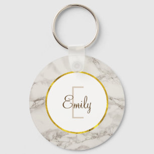 Faux Marble Alabaster Taupe Tan Modern Custom Key Ring