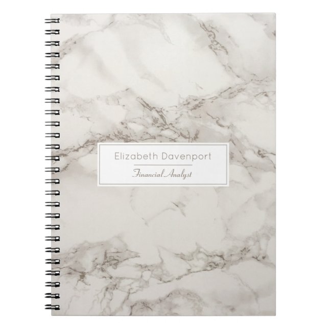 Faux Marble Alabaster Taupe Tan Modern Custom Notebook (Front)