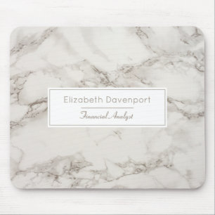 Faux Marble Alabaster Taupe Tan Modern Mouse Pad