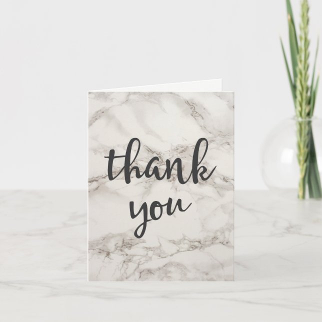 Faux Marble Alabaster Taupe Tan Modern Thank You Card (Front)