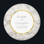 Faux Marble Alabaster Taupe Tan Modern Wedding Magnet<br><div class="desc">A personalised wedding memento magnet with an elegant FAUX marble alabaster background texture. Taupe / tan and cream colours blending together,  creating interesting patterns for a classy modern look. Personalise with your names and wedding date inside a white circle with a FAUX gold foil border.</div>