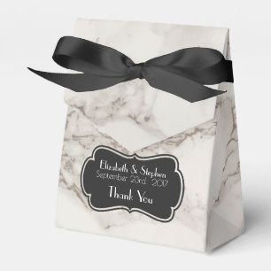 Faux Marble Alabaster Taupe Tan Wedding Thanks Favour Box