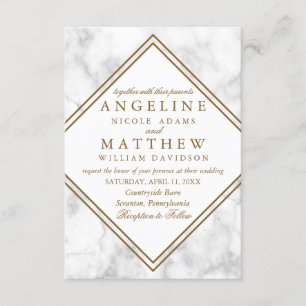 Faux Marble and Copper Geometric Wedding Invite