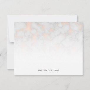 Faux Marble and Rose Gold Texture Monogrammed Card