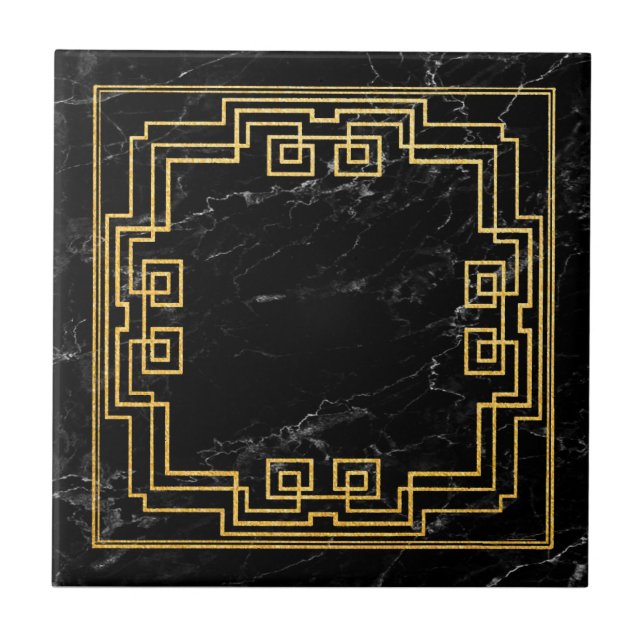 Faux Marble Art Deco Style Ceramic Tile (Front)