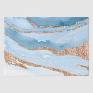 Faux Marble Blue Gold Wrapping, Decoupage, Craft Tissue Paper