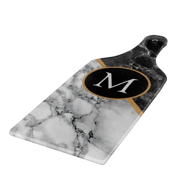 Faux Marble Cutting Board with Custom Letter (Corner)