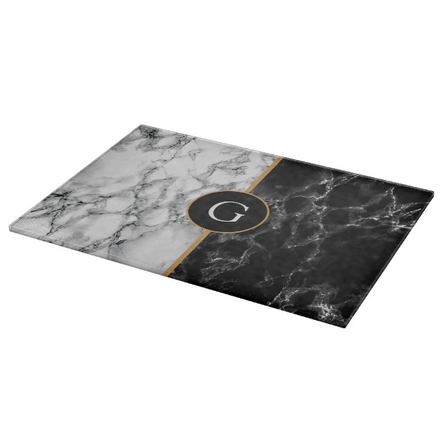 Faux Marble Cutting Board with Custom Letter (Corner)