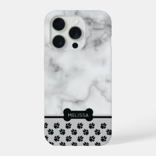Faux Marble & Dog Theme - Choose Own Accent Colour iPhone 15 Pro Case