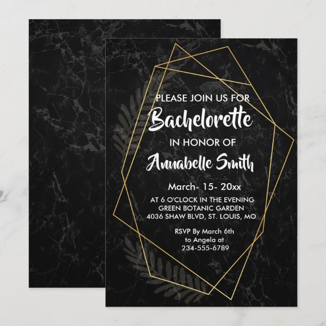 Faux Marble  Geometric bachelor Invitation (Front/Back)