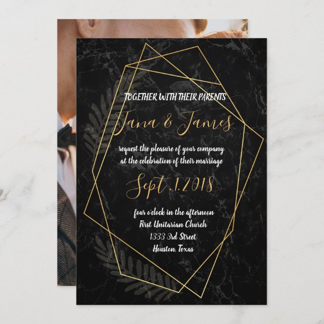 Faux Marble  Geometric Invitation (Front/Back)