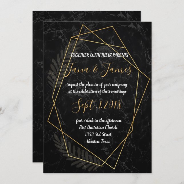 Faux Marble  Geometric Invitation (Front/Back)