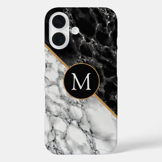 Faux Marble iPhone Case Personalised Letter (Back)