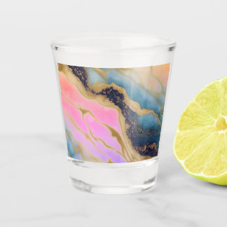 Faux Marble Navy, Aqua, Pink, Gold Gift Bag Shot Glass