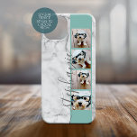 Faux Marble Print - 4 Photos Handwritten Font teal Case-Mate iPhone 14 Case<br><div class="desc">Add your favourite photos to this strip for a fun memory keeper. An artistic way to display your best photo sharing pics.</div>