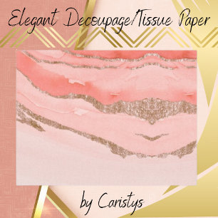 Faux Marble Rose Gold Wrapping, Decoupage, Craft Tissue Paper