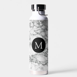 Faux Marble Water Bottle Personalise Custom Letter