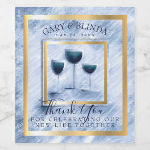 Faux marble wedding wine personalised wine blue label