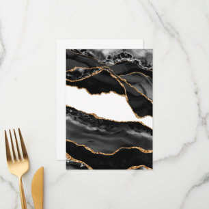 Faux Marbled Agate Black Stylish Stone Luxury Menu